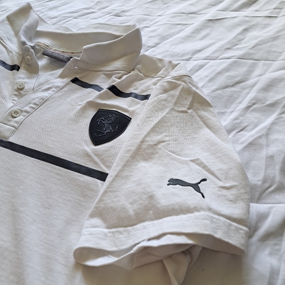 Puma | White & black stripes with horse crest men's short sleeved - Picture 3 of 10
